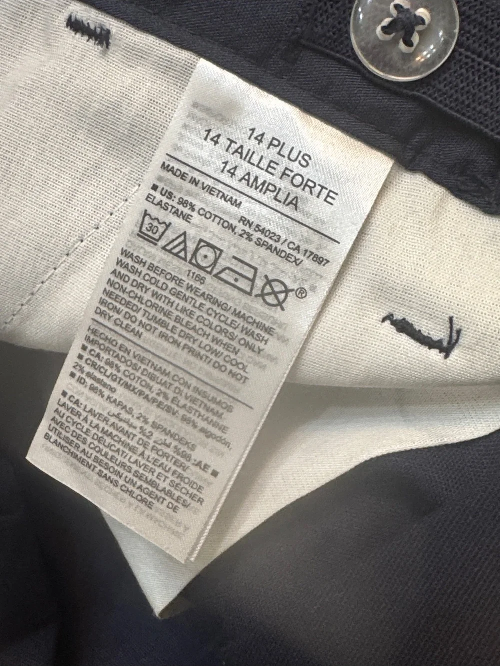 Old Navy youth Straight Fit Navy Chinos size 14 plus pants NWT